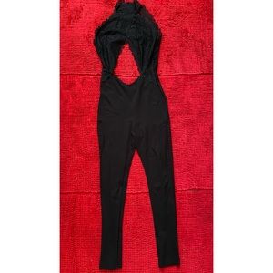 Black Sexy Fitted Romper Pants, lace top